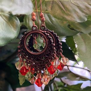 Gorgeous Copper & Swarovski Crystal Earrings